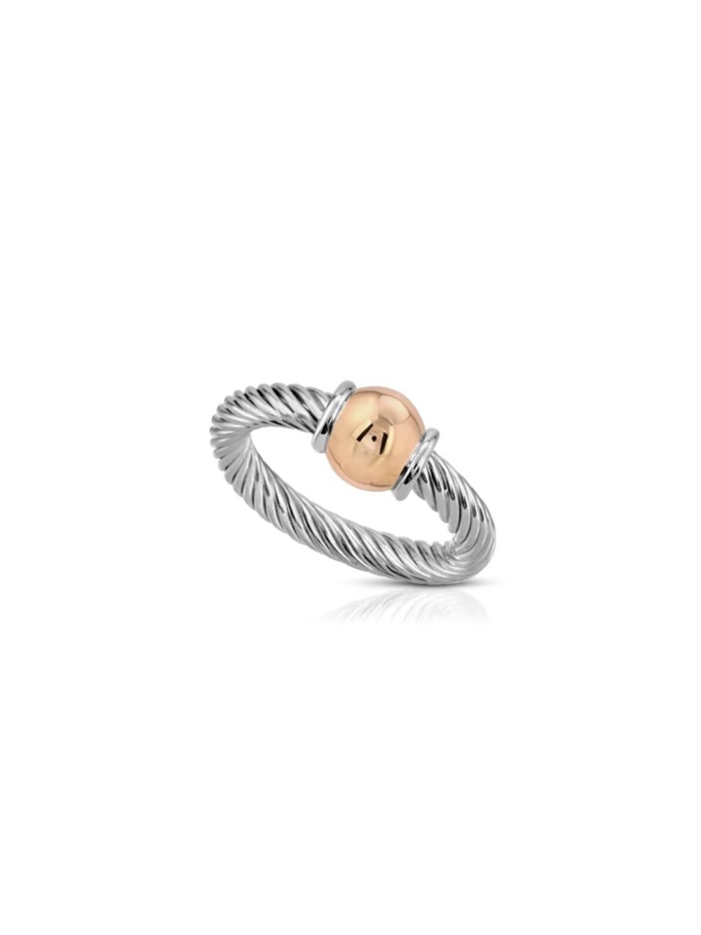 Cape Cod Fine Twist Ring  14k Rose Gold + Sterling Silver / Size 8.5
